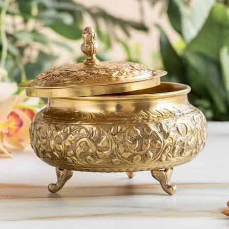 Decorative Brass Bowl with Lid